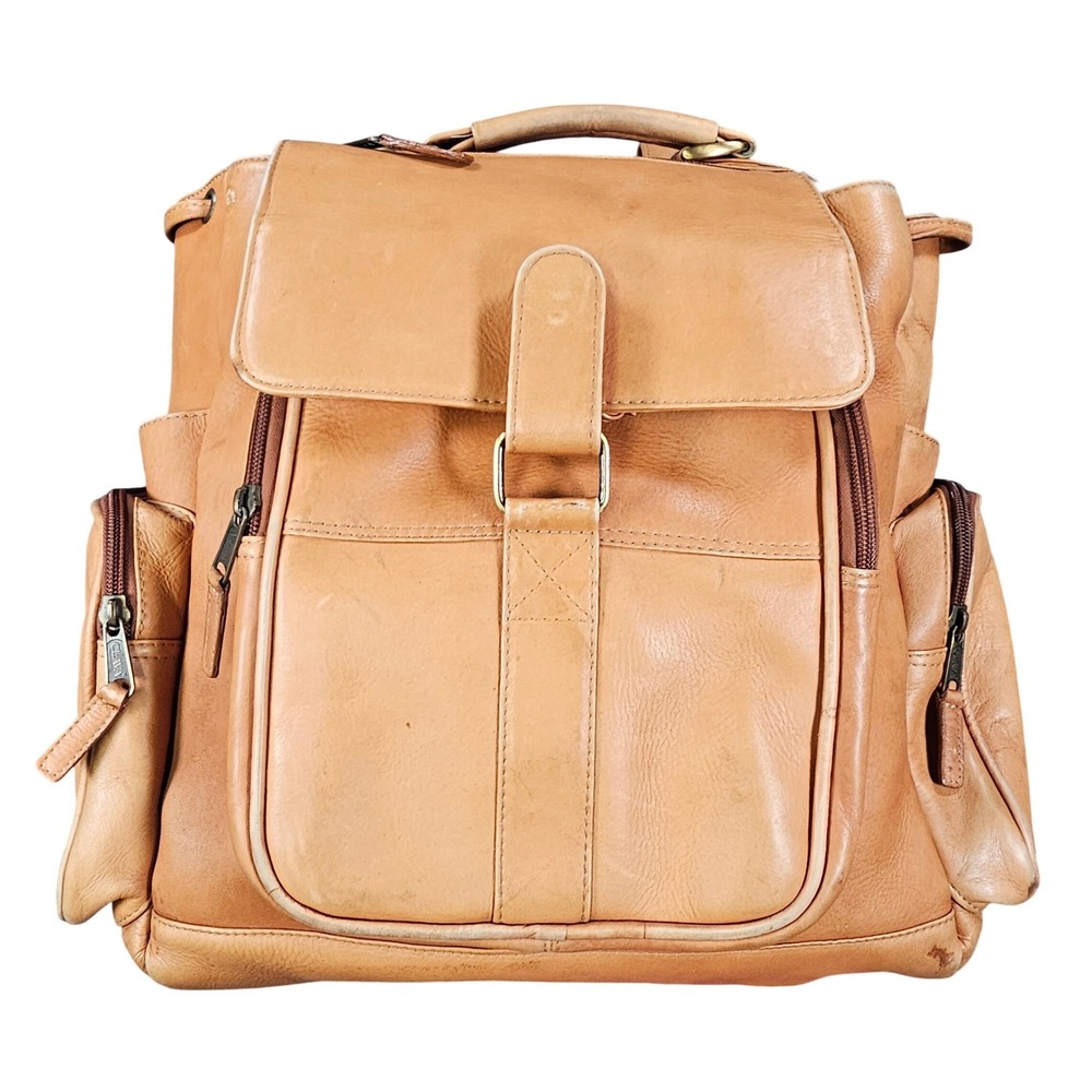 Clava Top Grain Leather Backpack 207 Tan Brown Rucksack Drawstring Colombia